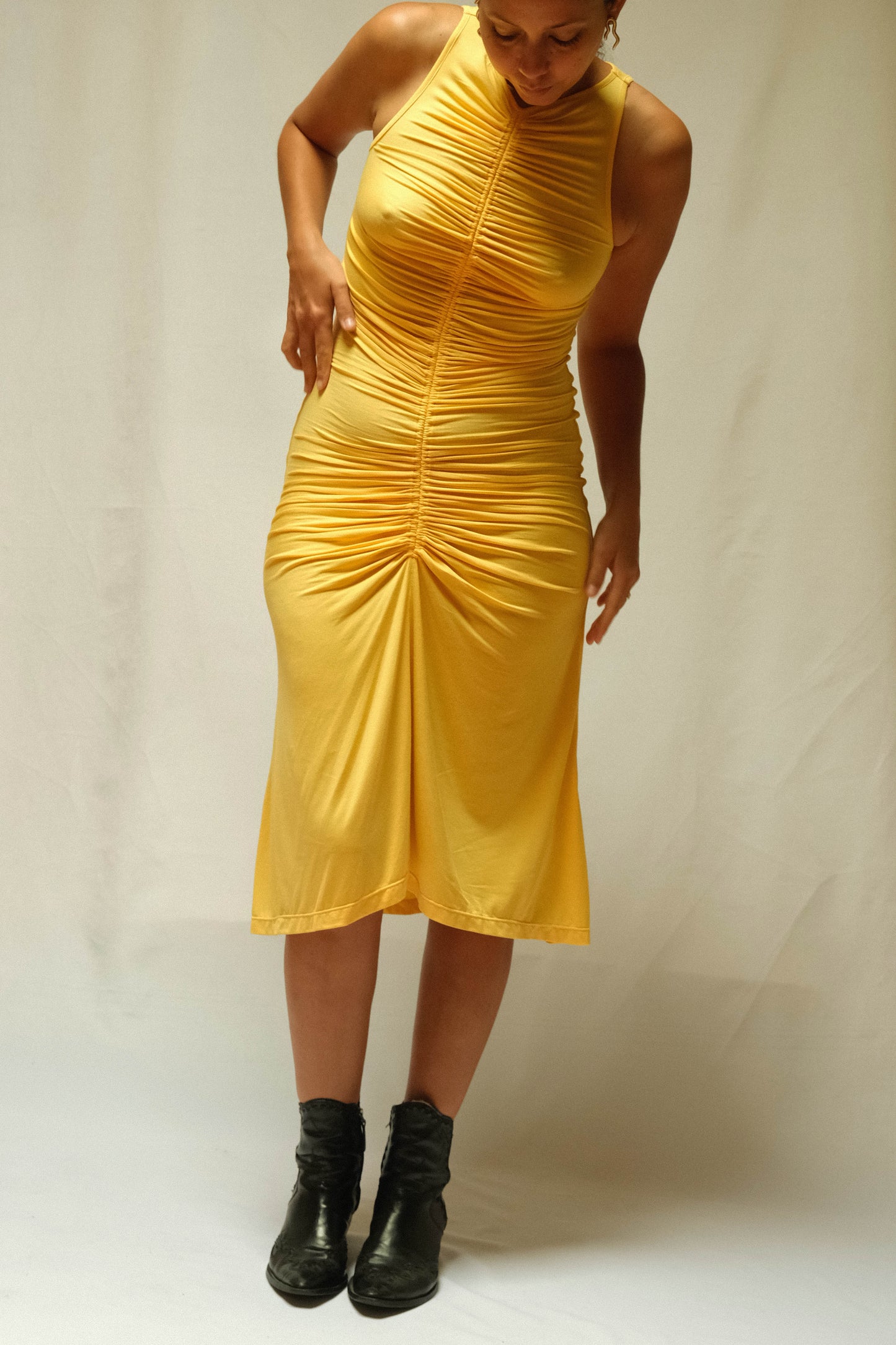 VESTIDO AMARILLO RUCHED