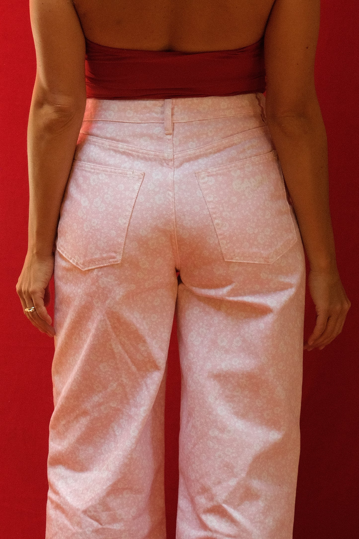 PANTALÓN PRINT DENIM ROSA GANNI